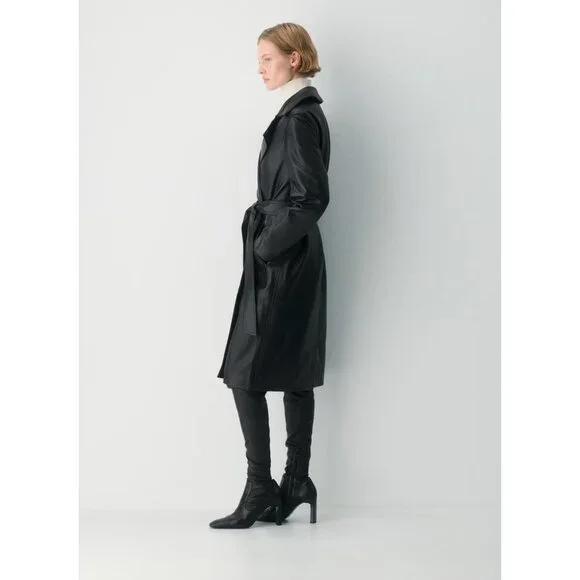 ARITZIA Silva 100% Leather Trench Coat NWT M $698 - Picture 7 of 8